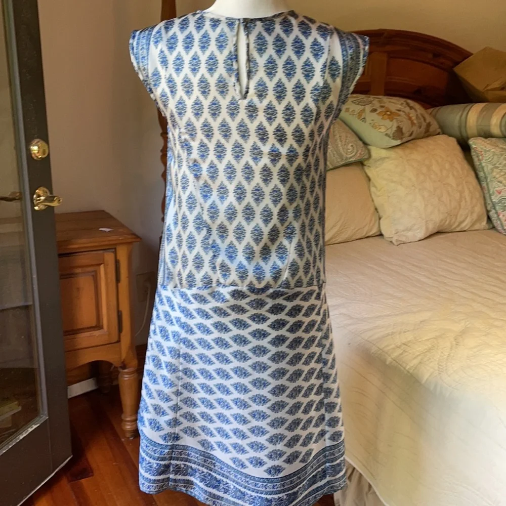 Madewell Blue Print  Silky  Scarf look Dress Size XXS - Picture 2 of 14